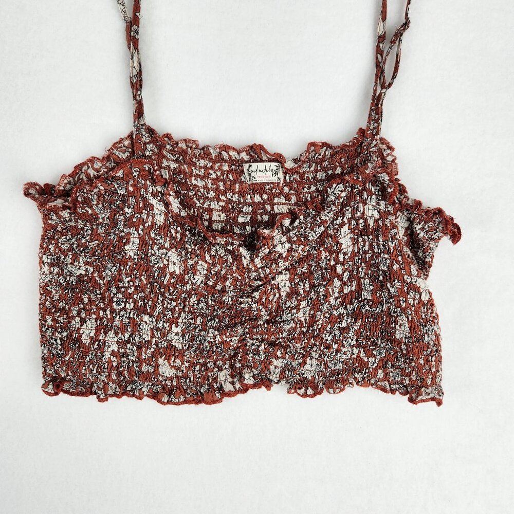 Free People Red and White Crop Top